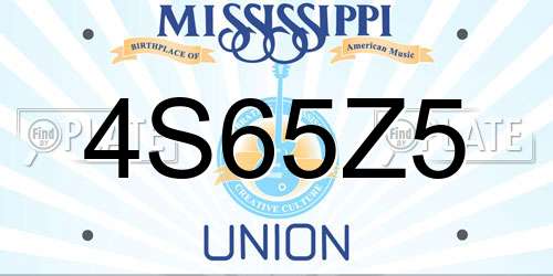 4S65Z5 Mississippi License Plate