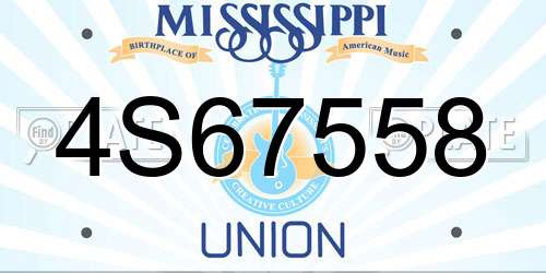 4S67558 Mississippi License Plate