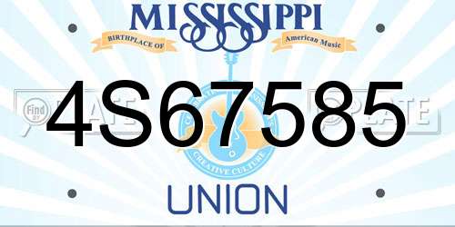 4S67585 Mississippi License Plate