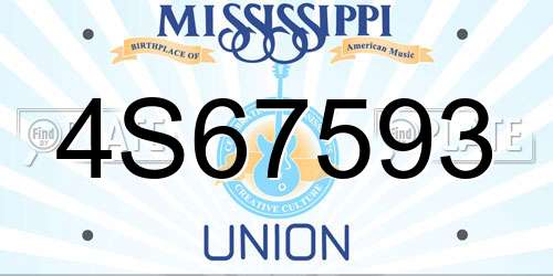 4S67593 Mississippi License Plate