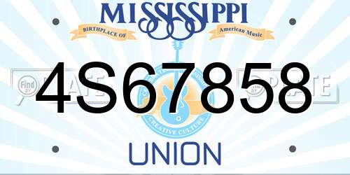 4S67858 Mississippi License Plate