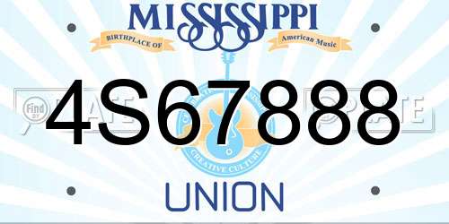 4S67888 Mississippi License Plate