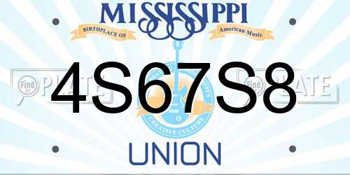 4S67S8 Mississippi License Plate