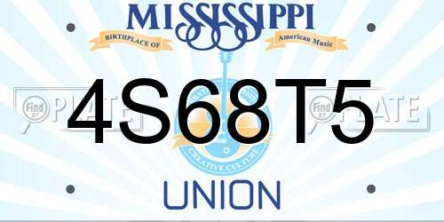 4S68T5 Mississippi License Plate
