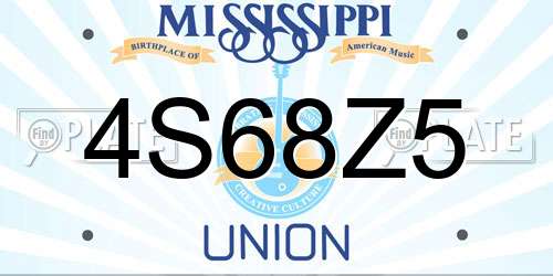4S68Z5 Mississippi License Plate