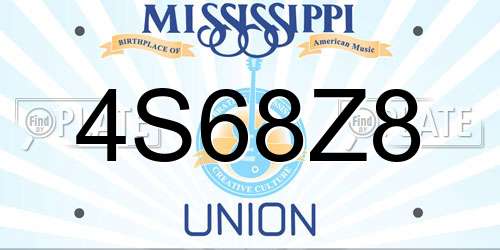4S68Z8 Mississippi License Plate