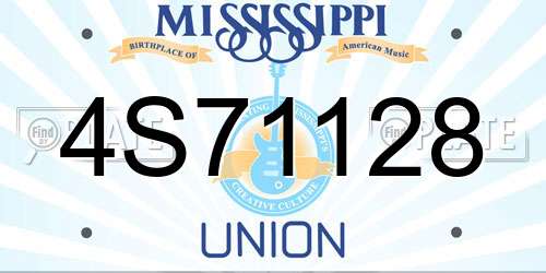 4S71128 Mississippi License Plate