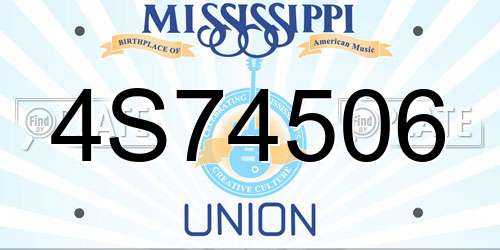 4S74506 Mississippi License Plate