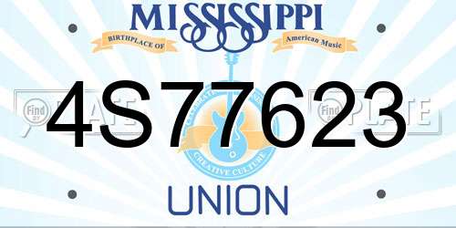 4S77623 Mississippi License Plate