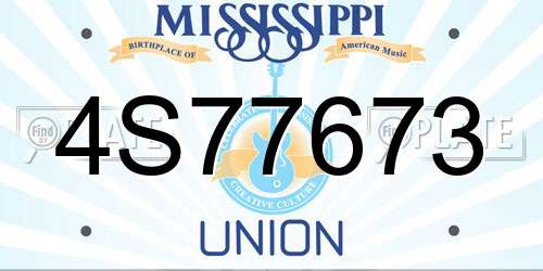 4S77673 Mississippi License Plate