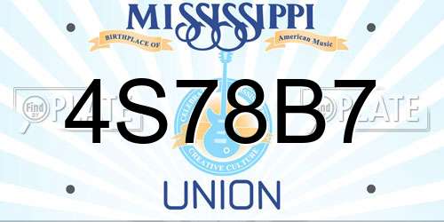 4S78B7 Mississippi License Plate