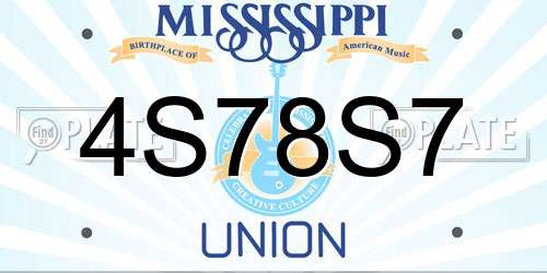 4S78S7 Mississippi License Plate