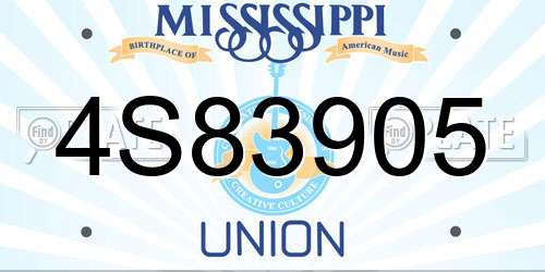 4S83905 Mississippi License Plate