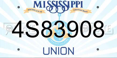 4S83908 Mississippi License Plate