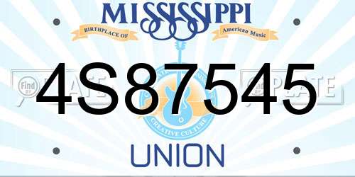 4S87545 Mississippi License Plate