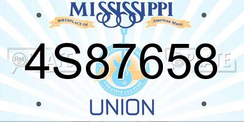 4S87658 Mississippi License Plate