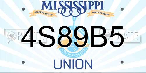 4S89B5 Mississippi License Plate