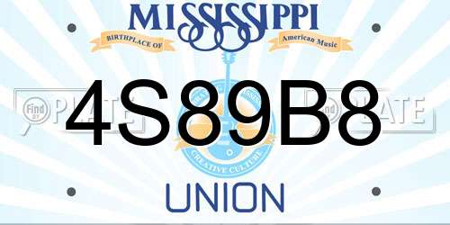 4S89B8 Mississippi License Plate