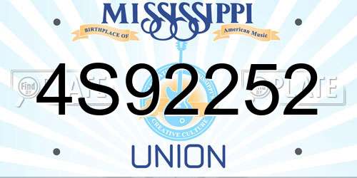 4S92252 Mississippi License Plate