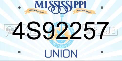 4S92257 Mississippi License Plate
