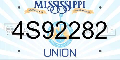 4S92282 Mississippi License Plate
