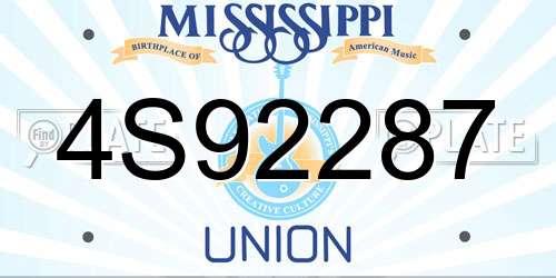 4S92287 Mississippi License Plate
