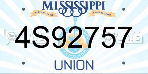 4S92757 Mississippi License Plate