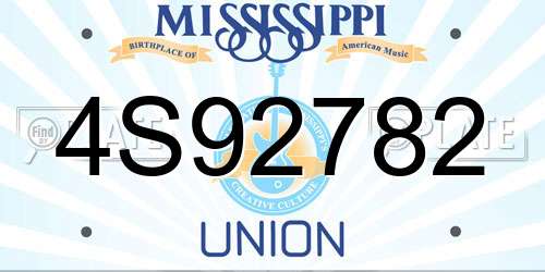 4S92782 Mississippi License Plate