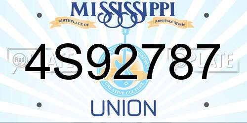 4S92787 Mississippi License Plate