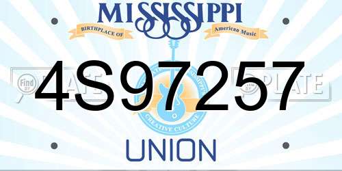 4S97257 Mississippi License Plate