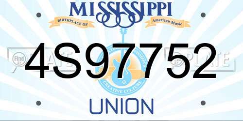 4S97752 Mississippi License Plate