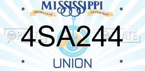 4SA244 Mississippi License Plate