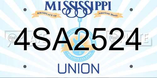 4SA2524 Mississippi License Plate