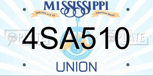 4SA510 Mississippi License Plate