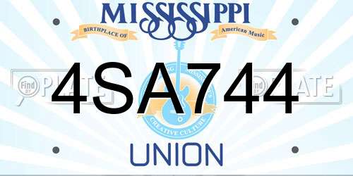 4SA744 Mississippi License Plate