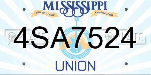 4SA7524 Mississippi License Plate