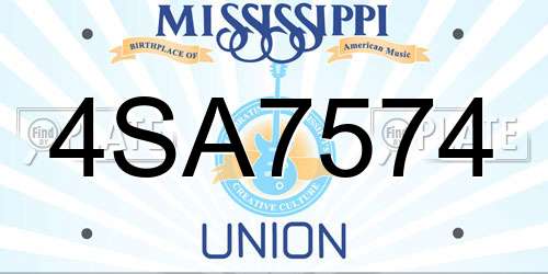 4SA7574 Mississippi License Plate