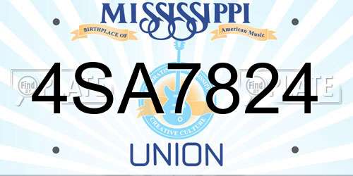 4SA7824 Mississippi License Plate