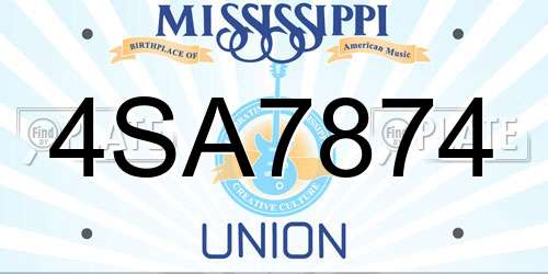 4SA7874 Mississippi License Plate