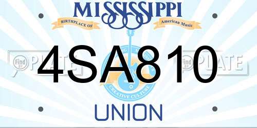 4SA810 Mississippi License Plate