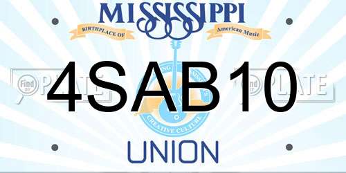 4SAB10 Mississippi License Plate
