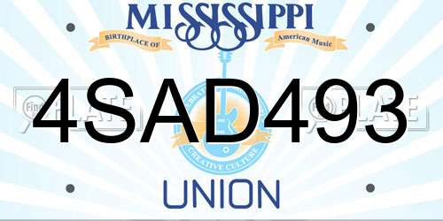 4SAD493 Mississippi License Plate