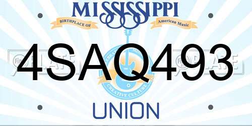4SAQ493 Mississippi License Plate