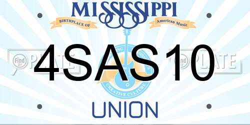 4SAS10 Mississippi License Plate