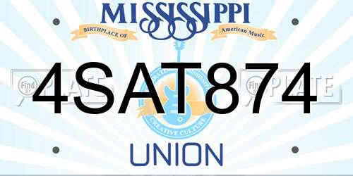 4SAT874 Mississippi License Plate