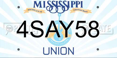 4SAY58 Mississippi License Plate