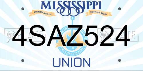 4SAZ524 Mississippi License Plate