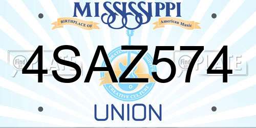 4SAZ574 Mississippi License Plate