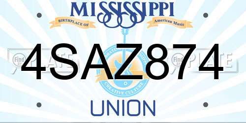 4SAZ874 Mississippi License Plate