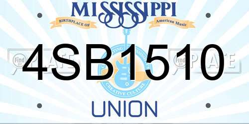 4SB1510 Mississippi License Plate